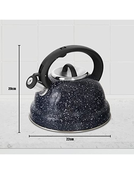 Rossetto-Tetera clásica para inducción,hervidor de agua gas,INOX premier, 3L, azul ,con silbato y mango antiquemaduras,apta p