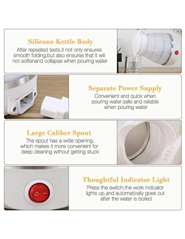 Jooheli Hervidor Eléctrico Plegable,600ml Hervidor Eléctrico Plegable con Fondo de Acero Inoxidable para Viajes para Senderis