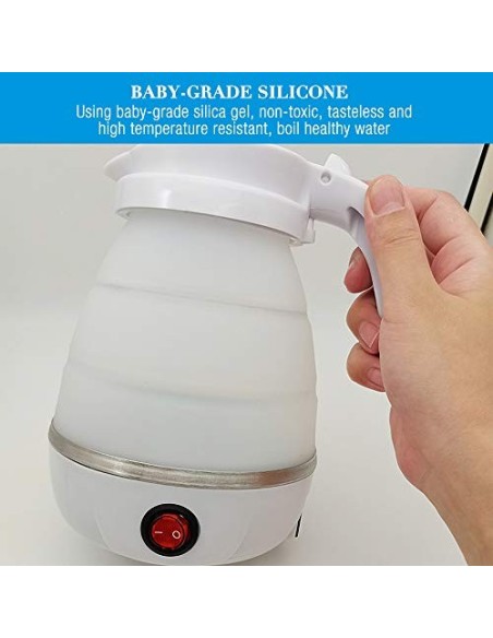 Jooheli Hervidor Eléctrico Plegable,600ml Hervidor Eléctrico Plegable con Fondo de Acero Inoxidable para Viajes para Senderis