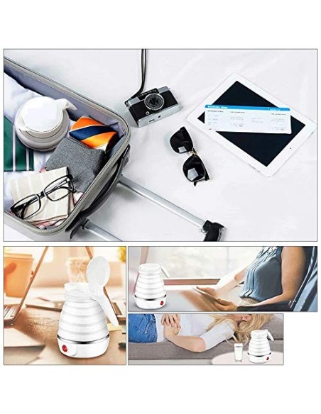Jooheli Hervidor Eléctrico Plegable,600ml Hervidor Eléctrico Plegable con Fondo de Acero Inoxidable para Viajes para Senderis