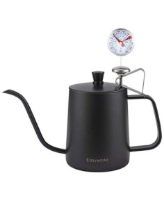 Easyworkz Pour - Tetera de Acero Inoxidable con termómetrocuello de Cisne Largo y Estrecho con Boquilla de Goteo 600ml