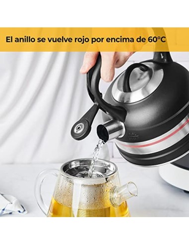 SILBERTHAL Tetera inducción 1,6 litros | Tetera silbante todo tipo de cocinas | Hervidor silbato para estufa | Acero inoxidab