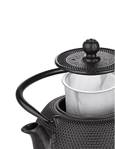 IBILI Hierro Fundido Color Negro-Tetera de Mesa-Mantiene el Calor-Asa Plegable-0,30 litros, Acero Inoxidable