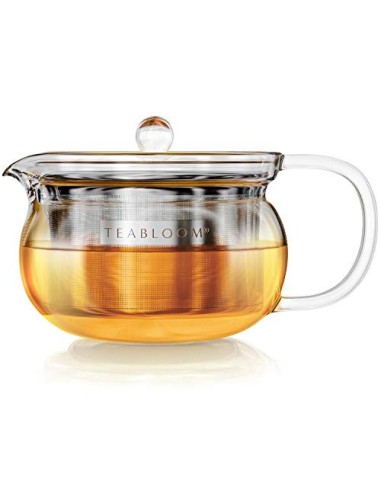 Teabloom Kyoto Tetera y Hervidor 2 en 1 - Apto para estufa y microondas, con filtro de té a granel extraíble - Capacidad de 1