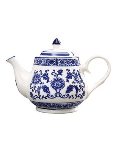 ufengke 22oz Tetera de Porcelana Azul y Blanca,Tetera de Cerámica para el Té de Kungfu,Cafetera De Cerámica Azul Flores