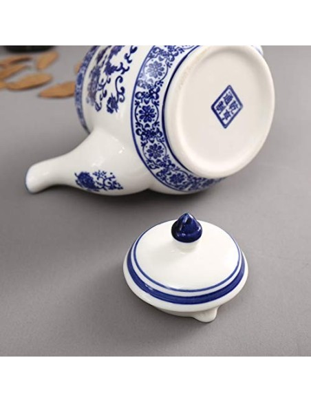 tetera China Tetera fina azul y blanca de porcelana de alta capacidad 320ML  1L Tetera de cerámica tradicional-33.8 fl oz-C