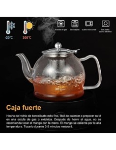 Tetera, 1200ML Tetera Cristal, Teteras con Infusor Elegante-da para 4-6 tazas, Teteras Para te con Filtro de Borosilicato con 2