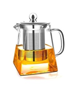 Wisolt Teteras de Vidrio con infusor extraíble Vidrio de borosilicato High Caldera de té de Hojas Sueltas en Forma Cuadrada 3