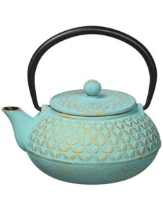 Quid 7407046 - Tetera hierro con filtro inox, color Multicolor  Turquesa/Dorado ,0,5 cl