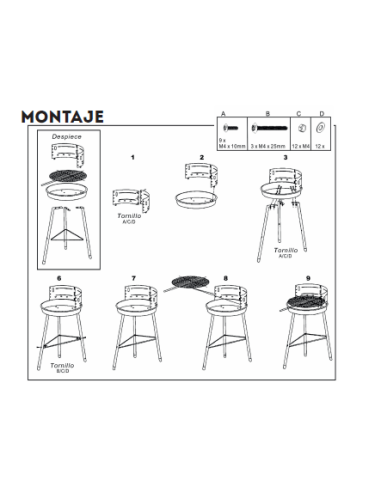 Barbacoa de carbón redonda con...