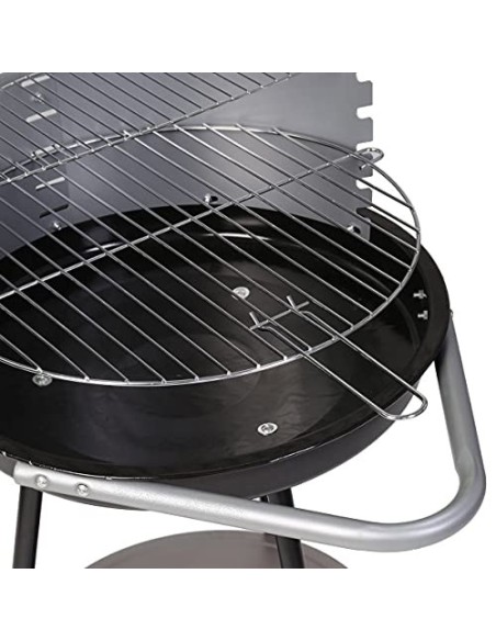 Ldk Garden Barbacoa Redonda de carbón y Estructura de Acero Negra