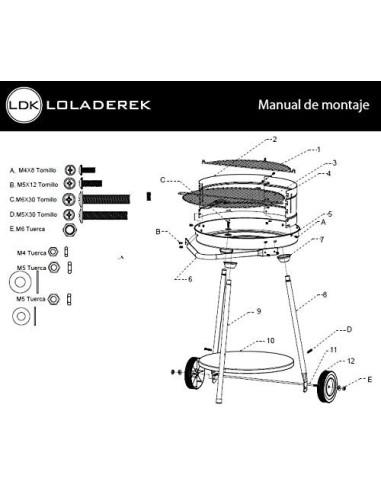 Ldk Garden Barbacoa Redonda de carbón y Estructura de Acero Negra