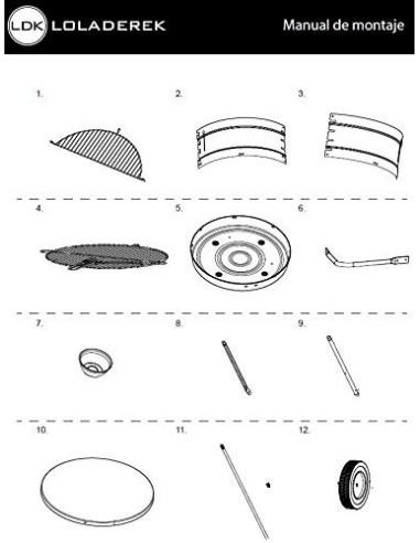 Ldk Garden Barbacoa Redonda de carbón y Estructura de Acero Negra