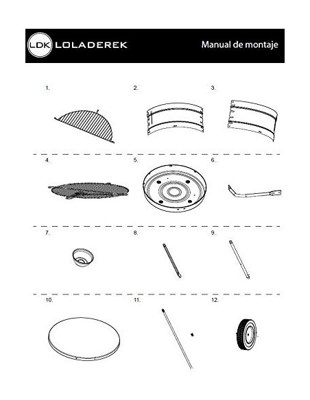 Ldk Garden Barbacoa Redonda de carbón y Estructura de Acero Negra