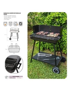Ldk Garden Barbacoa de carbón con parrilla y Estructura de Acero Negra  Rectangular  2