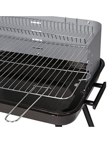 Ldk Garden Barbacoa de carbón con parrilla y Estructura de Acero Negra  Rectangular 