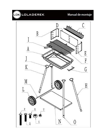 Ldk Garden Barbacoa de carbón con parrilla y Estructura de Acero Negra  Rectangular 