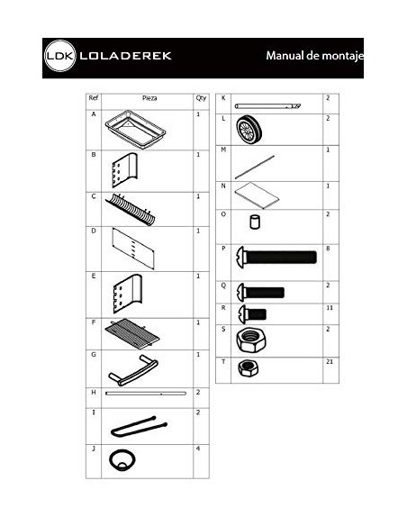 Ldk Garden Barbacoa de carbón con parrilla y Estructura de Acero Negra  Rectangular 