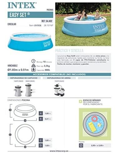 INTEX 28101NP - Piscina hinchable easy set 183x51 cm - 880 litros