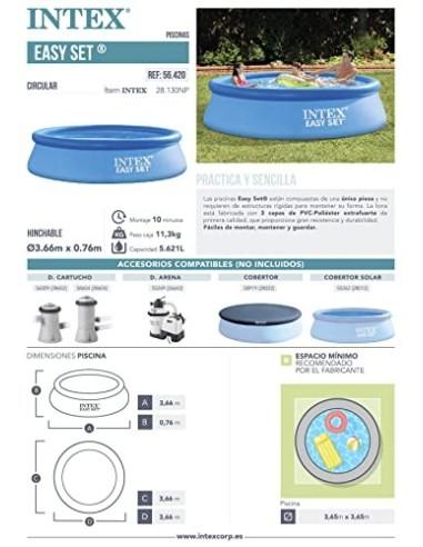 INTEX 28130NP - Piscina hinchable easy set 366x76 cm - 5.621 litros