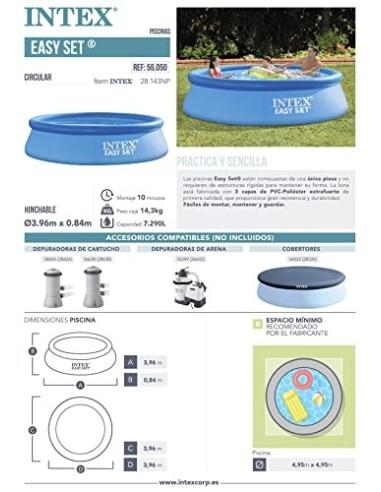 Intex 28143NP - Piscina hinchable Easy Set 396 x 84 cm, 7.290 litros