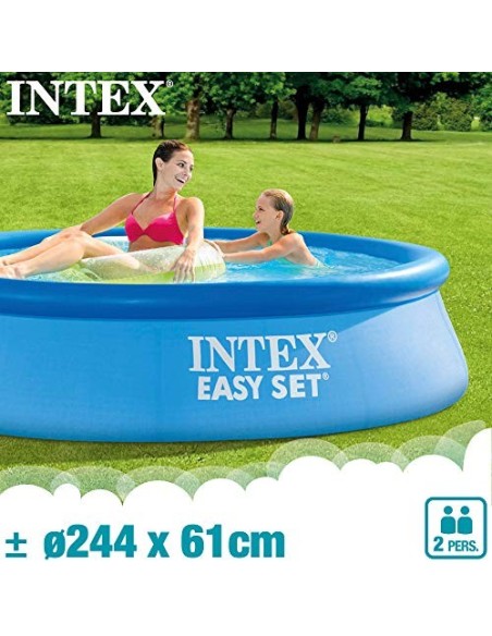 Intex 28108NP - Piscina hinchable INTEX, Ø244x61 cm, 1.942 litros, Piscina redonda, Con depuradora cartucho, 1.250 litros/hor