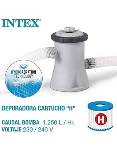 Intex 28108NP - Piscina hinchable INTEX, Ø244x61 cm, 1.942 litros, Piscina redonda, Con depuradora cartucho, 1.250 litros/hor