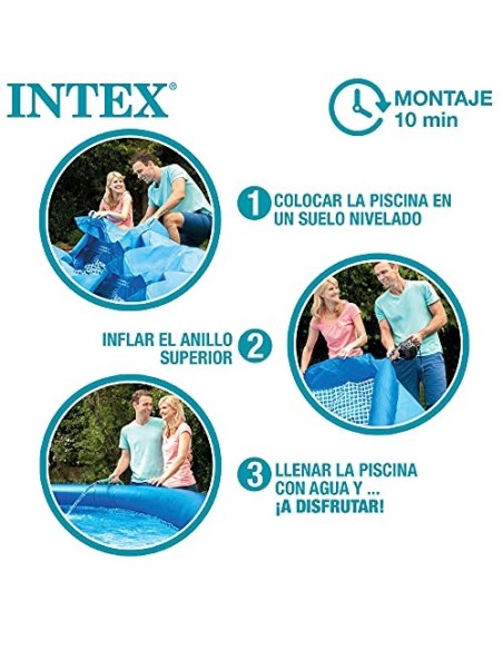 Intex 28108NP - Piscina hinchable INTEX, Ø244x61 cm, 1.942 litros, Piscina redonda, Con depuradora cartucho, 1.250 litros/hor