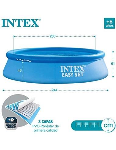 Intex 28108NP - Piscina hinchable INTEX, Ø244x61 cm, 1.942 litros, Piscina redonda, Con depuradora cartucho, 1.250 litros/hor