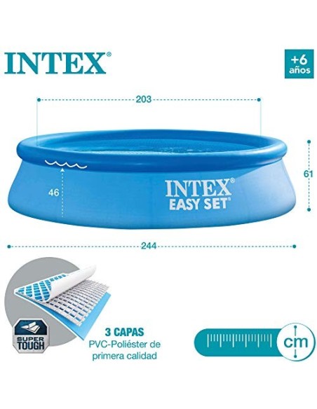 Intex 28108NP - Piscina hinchable INTEX, Ø244x61 cm, 1.942 litros, Piscina redonda, Con depuradora cartucho, 1.250 litros/hor