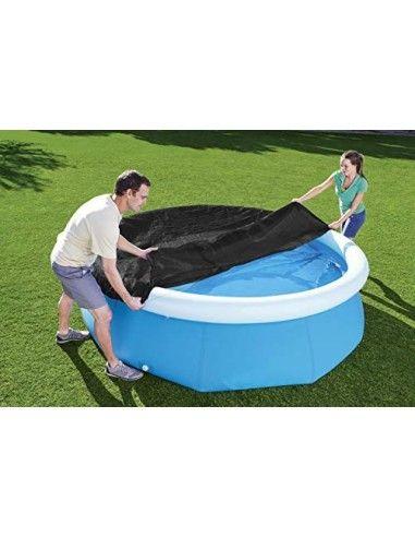 Bestway Flowclear - Lona Protectora de PVC, diámetro de 220 cm, para Piscinas Fast Set con diámetro de 244 cm, Color Negro