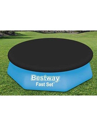 Bestway Flowclear - Lona Protectora de PVC, diámetro de 220 cm, para Piscinas Fast Set con diámetro de 244 cm, Color Negro
