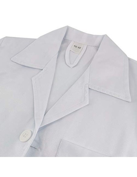 Kiz Kiz Bata de Laboratorio Manga Larga Blanca Abrigo Médico Doctoras Científico Uniforme Sanitario Unisex Hombre Y Mujer Uni
