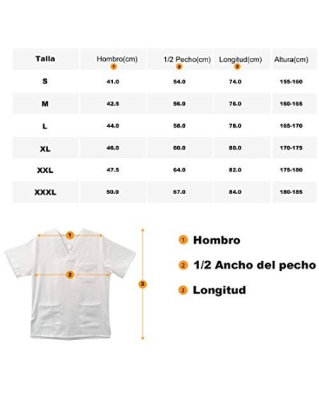 Kiz Kiz Casaca Sanitaria Uniforme Sanitario Unisex Hombre Y Mujer Uniforme Hospitalario Doctor Enfermera  L 