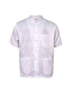 Chaqueta Cocinero Uniforme Cocinero de Manga Corta con Tres Bolsillos Blanco/Negro  Blanco, L 