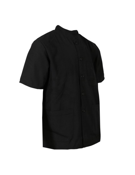 Chaqueta Cocinero Uniforme Cocinero de Manga Corta con Tres Bolsillos Blanco/Negro