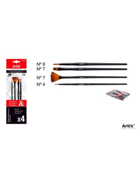 Pinceles corto sintetico - Pack de 4uds.