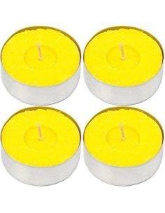 H HANSEL HOME Velas de Té Citronela Grande, Tealight Citronela Perfumada Antimosquitos Velas Citronela - Pack 4 Velas, 10 Hor