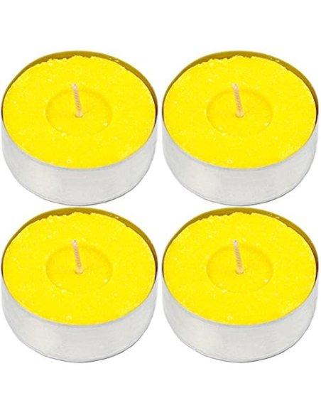 H HANSEL HOME Velas de Té Citronela Grande, Tealight Citronela Perfumada Antimosquitos Velas Citronela - Pack 4 Velas, 10 Hor