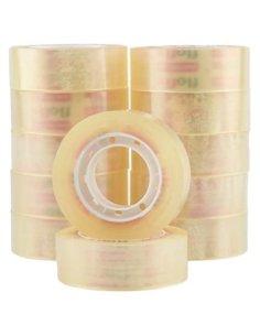 Dispensador de Cinta Adhesiva Rojo + 12 Rollos de Cinta 18mm x 33m Portacelo Portarrolos Celo Para la Escuela, el Hogar y la  2