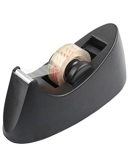 Tradineur - Set de portarrollos con cinta adhesiva, incluye 2 rollos de 18  m x 12 mm, dispensador de celo rellenable para escuel