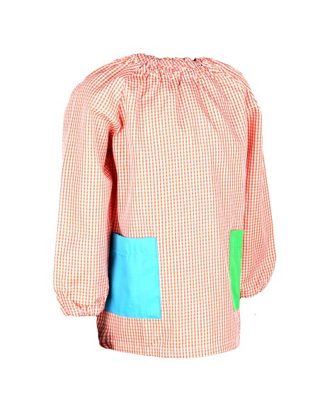 Bata Escolar Nombre Bordado Personalizable, Babi para Colegio Sin Botones, Elástica en Puño y Cuello 2 Bolsillos