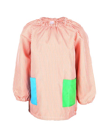 Bata Escolar Nombre Bordado Personalizable, Babi para Colegio Sin Botones, Elástica en Puño y Cuello 2 Bolsillos