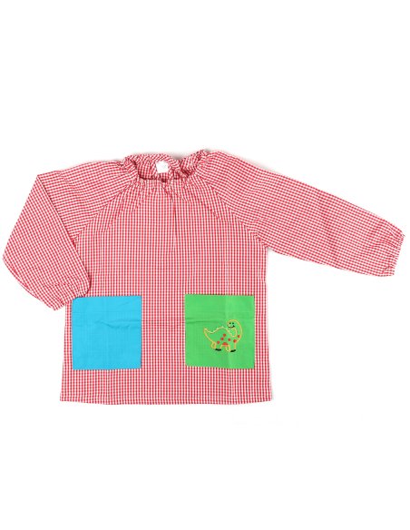 Bata Escolar Nombre Bordado Personalizable, Babi para Colegio Sin Botones, Elástica en Puño y Cuello 2 Bolsillos