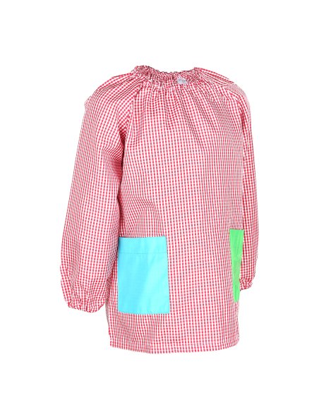 Bata Escolar Nombre Bordado Personalizable, Babi para Colegio Sin Botones, Elástica en Puño y Cuello 2 Bolsillos