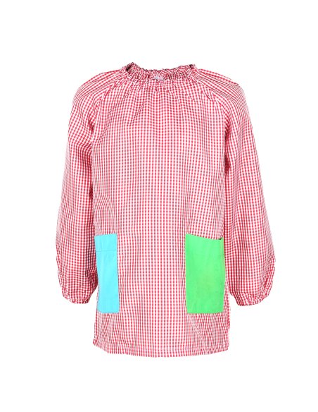 Bata Escolar Nombre Bordado Personalizable, Babi para Colegio Sin Botones, Elástica en Puño y Cuello 2 Bolsillos