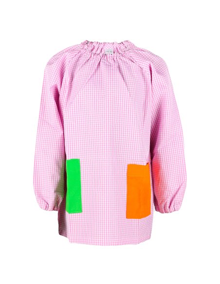Bata Escolar Nombre Bordado Personalizable, Babi para Colegio Sin Botones, Elástica en Puño y Cuello 2 Bolsillos