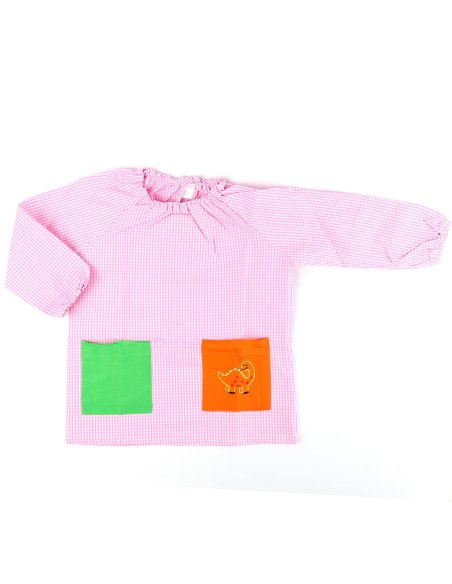 Bata Escolar Nombre Bordado Personalizable, Babi para Colegio Sin Botones, Elástica en Puño y Cuello 2 Bolsillos