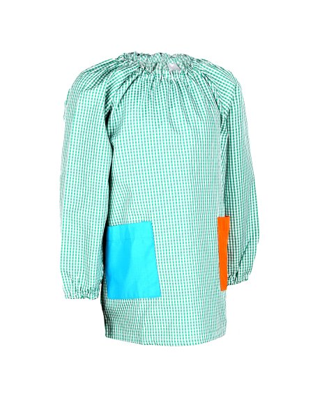 Bata Escolar Nombre Bordado Personalizable, Babi para Colegio Sin Botones, Elástica en Puño y Cuello 2 Bolsillos