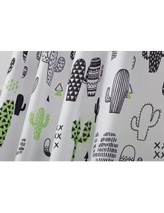 Cortina de Ducha Impermeable Cortina de Baño a Prueba de Moho 100% Poliéster Anillos Incluidos 180x200cm - Cactus 2